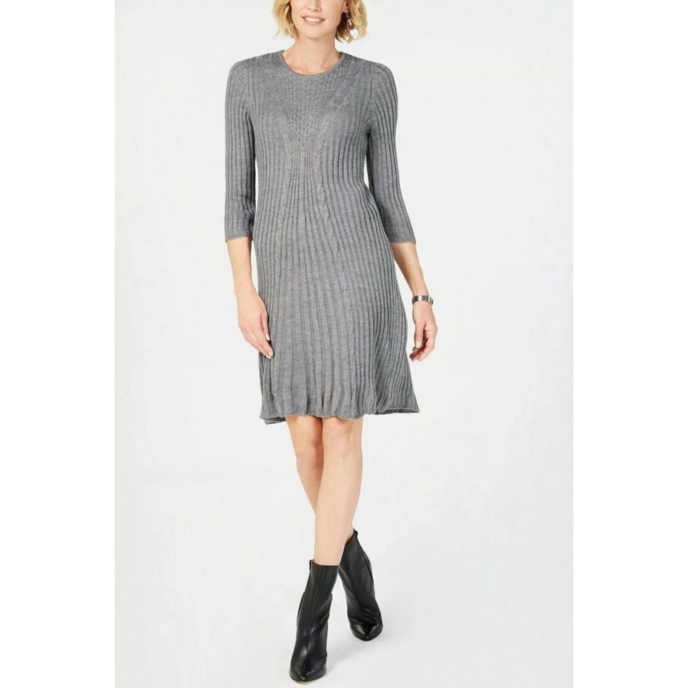 NY Collection petite gray knit sweater dress‎ petite S